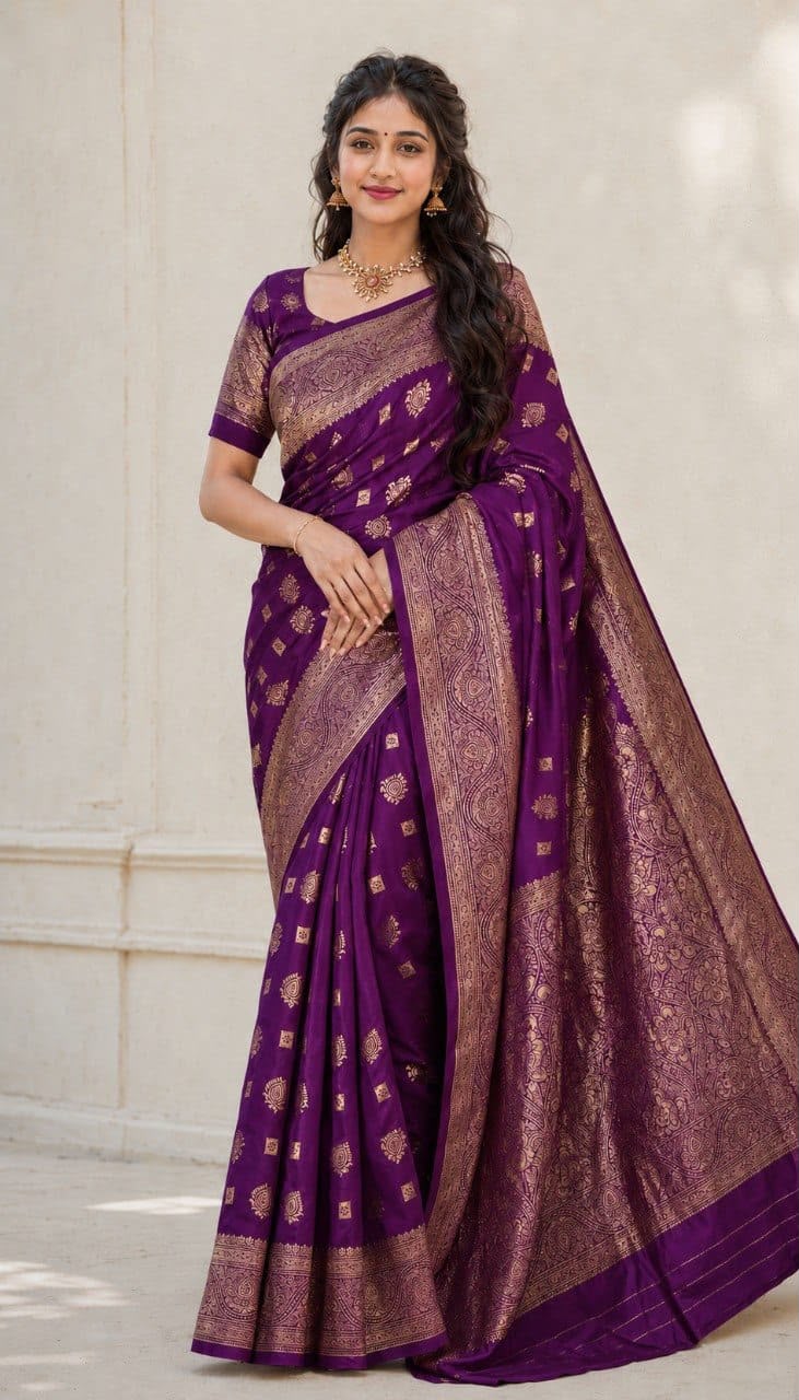 Self Elampillai Silk Rich Copper Zari Weaving Pallu Saree